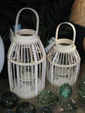 Beaded natural wood lantern