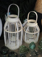 Beaded natural wood lantern (Small)