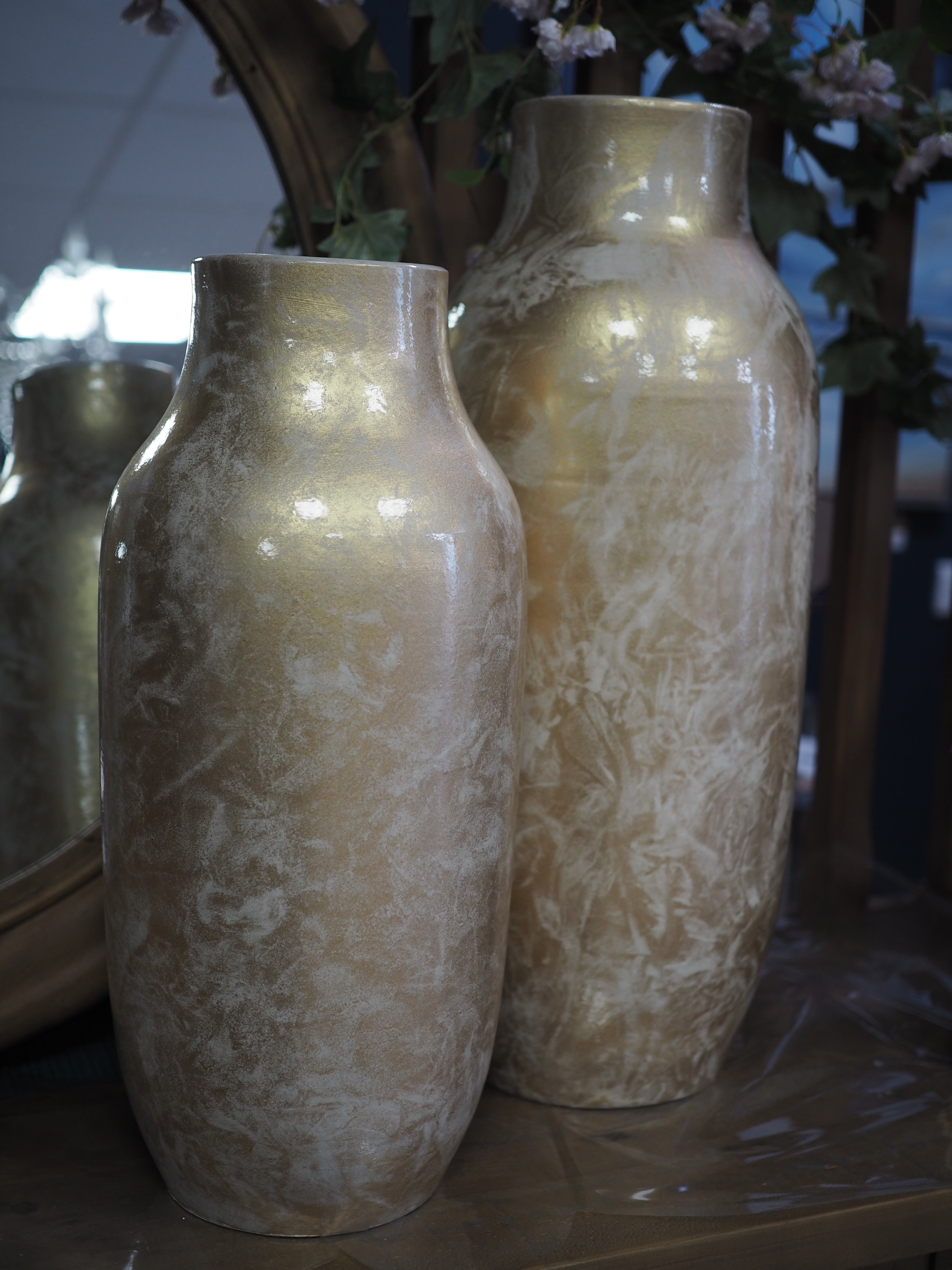Gold Glazed Vase with Mottled Effect