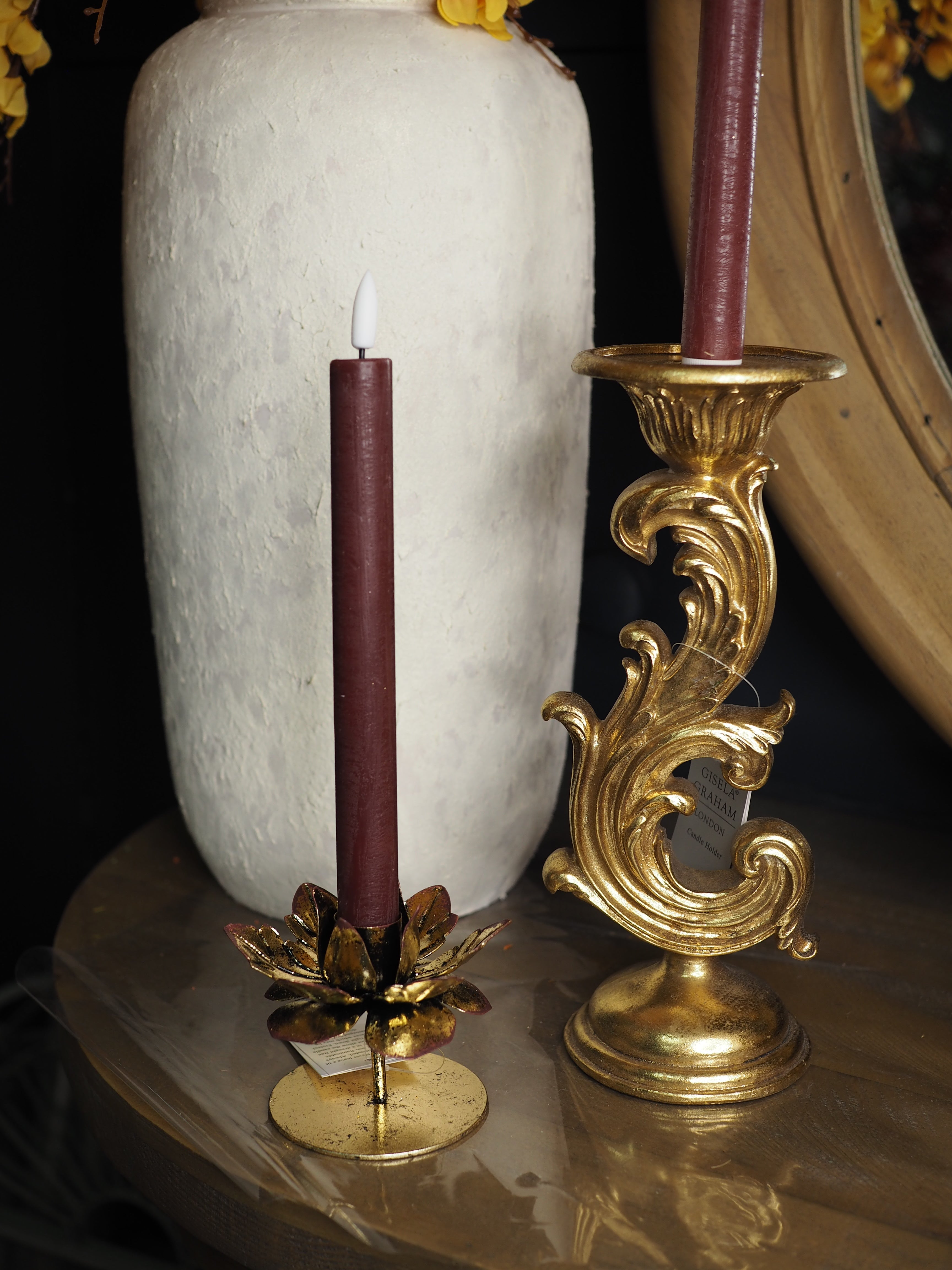 Antique gold flower candlestick