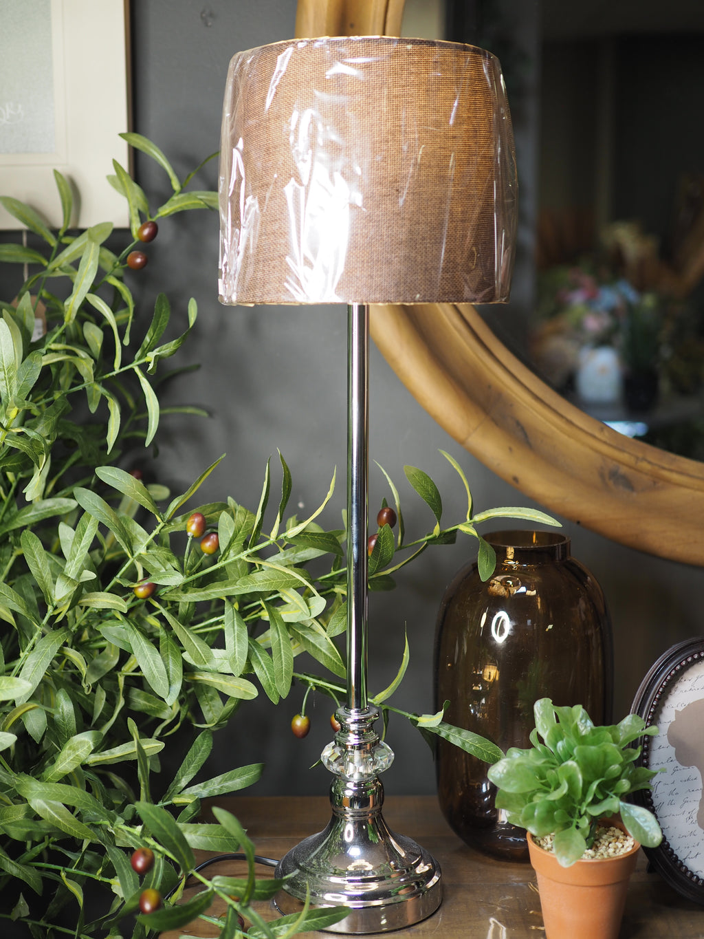 Genoa buffet lamp with coffee shade