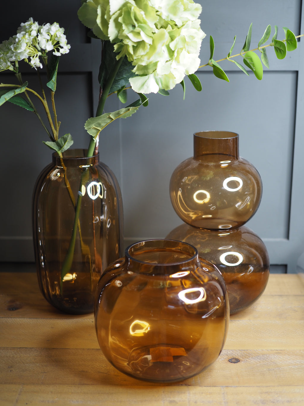 Toffee coloured glass stacked vase