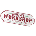 White Santa's workshop metal sign