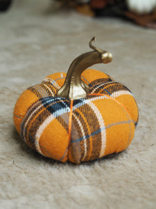 Orange tartan fabric pumpkin