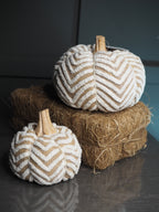 Large jute pumpkin with wooden stem