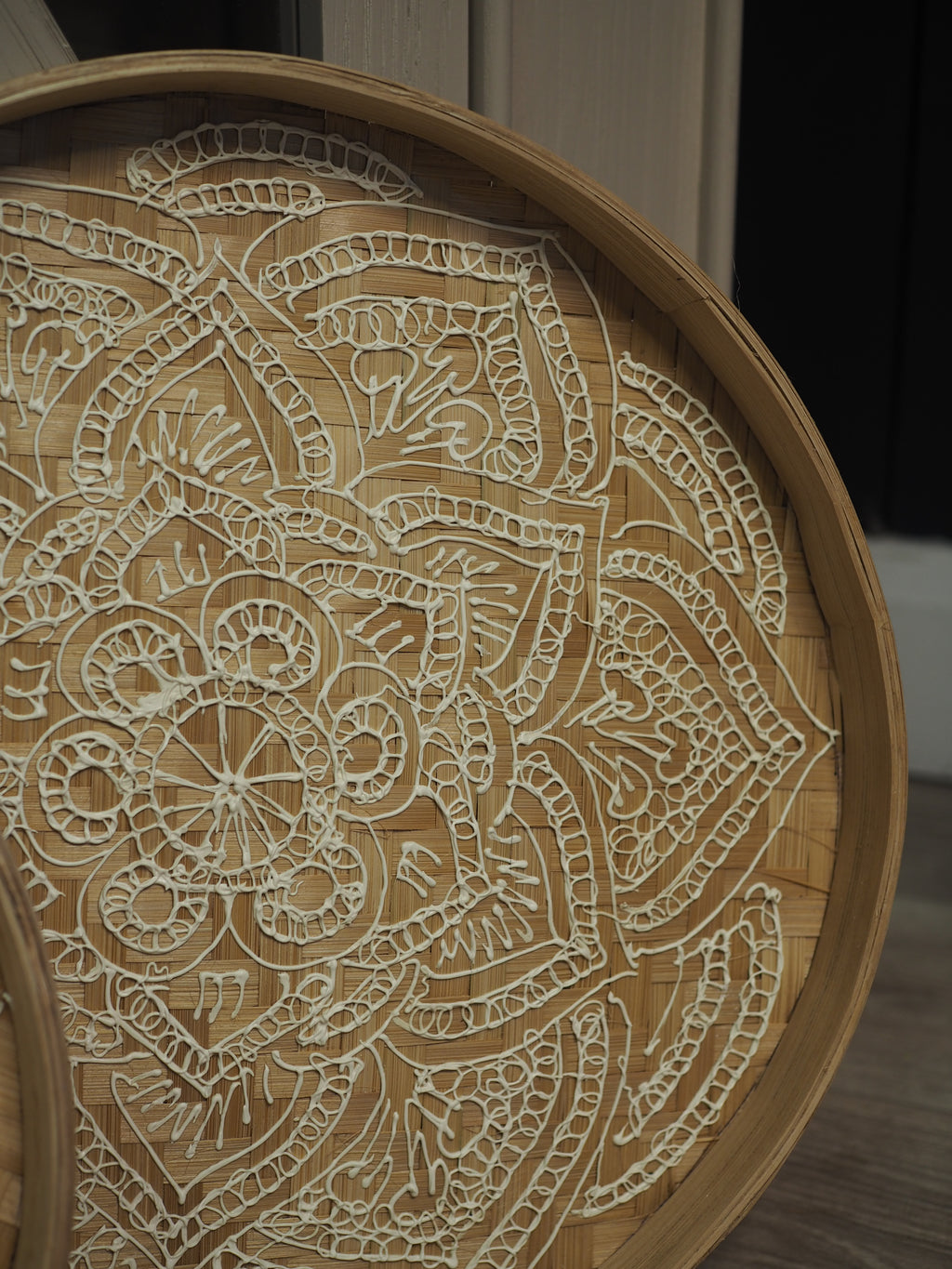 Intricately detailed bamboo tray