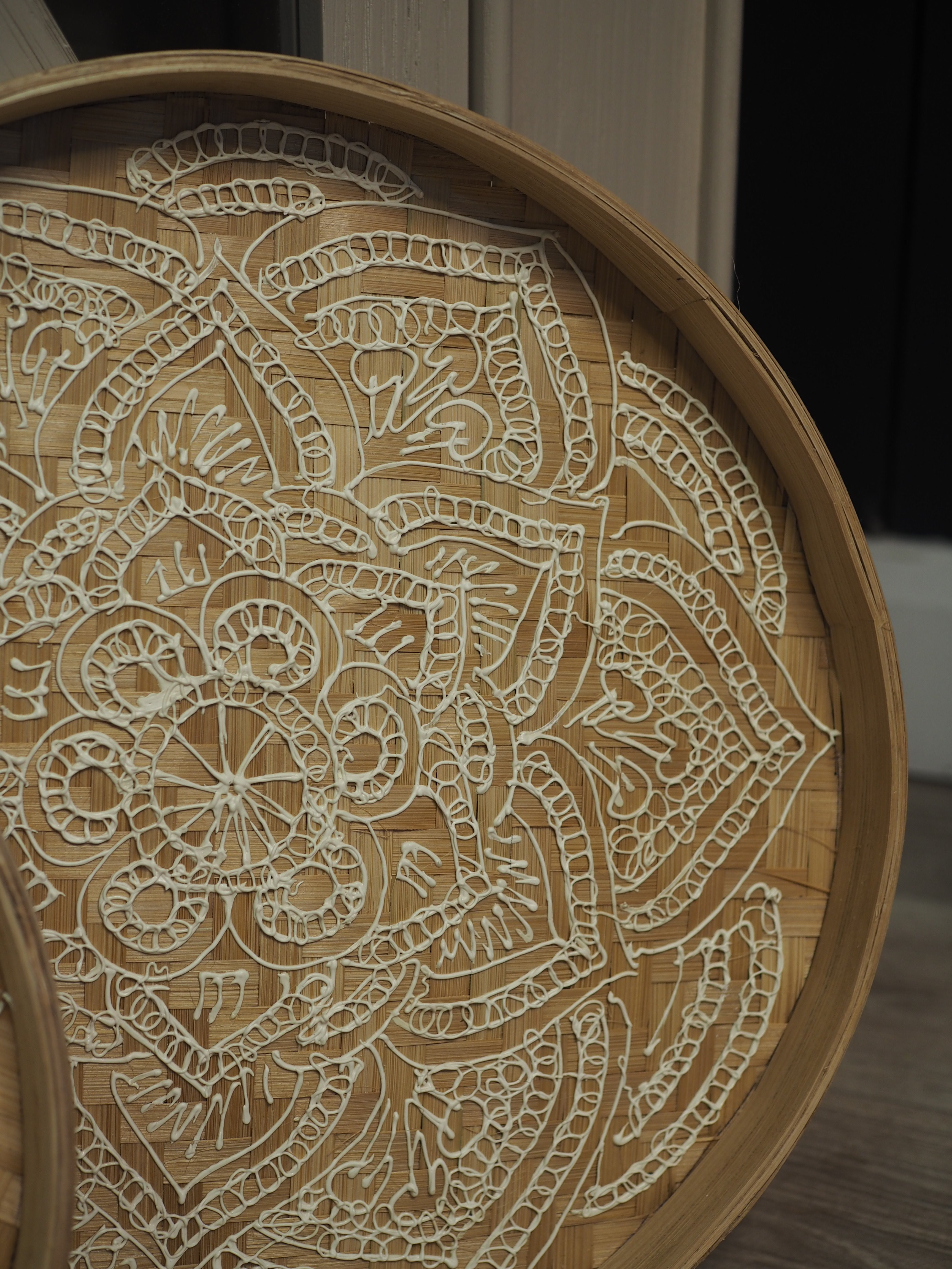 Intricately detailed bamboo tray