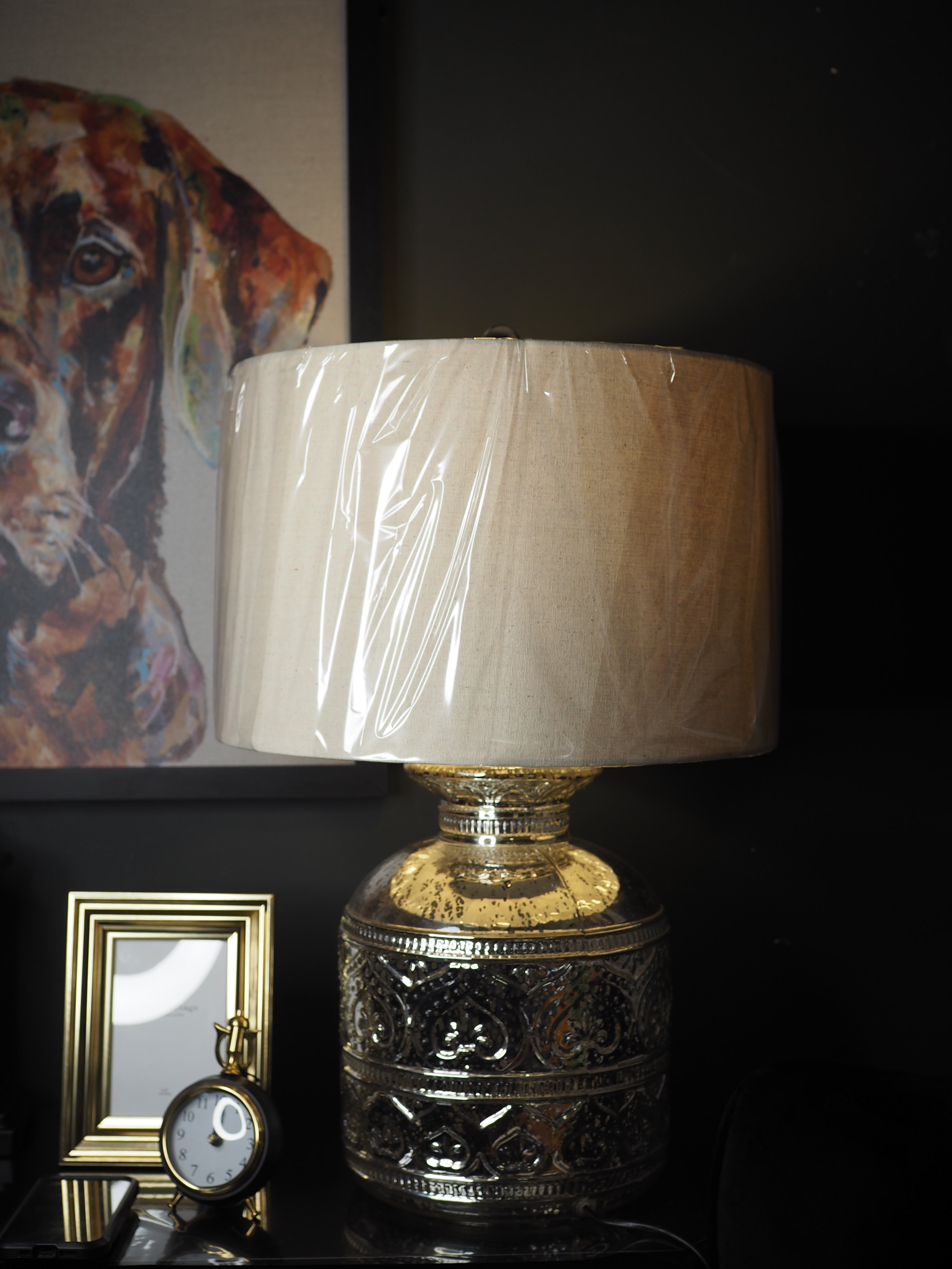 Mercury glass table lamp
