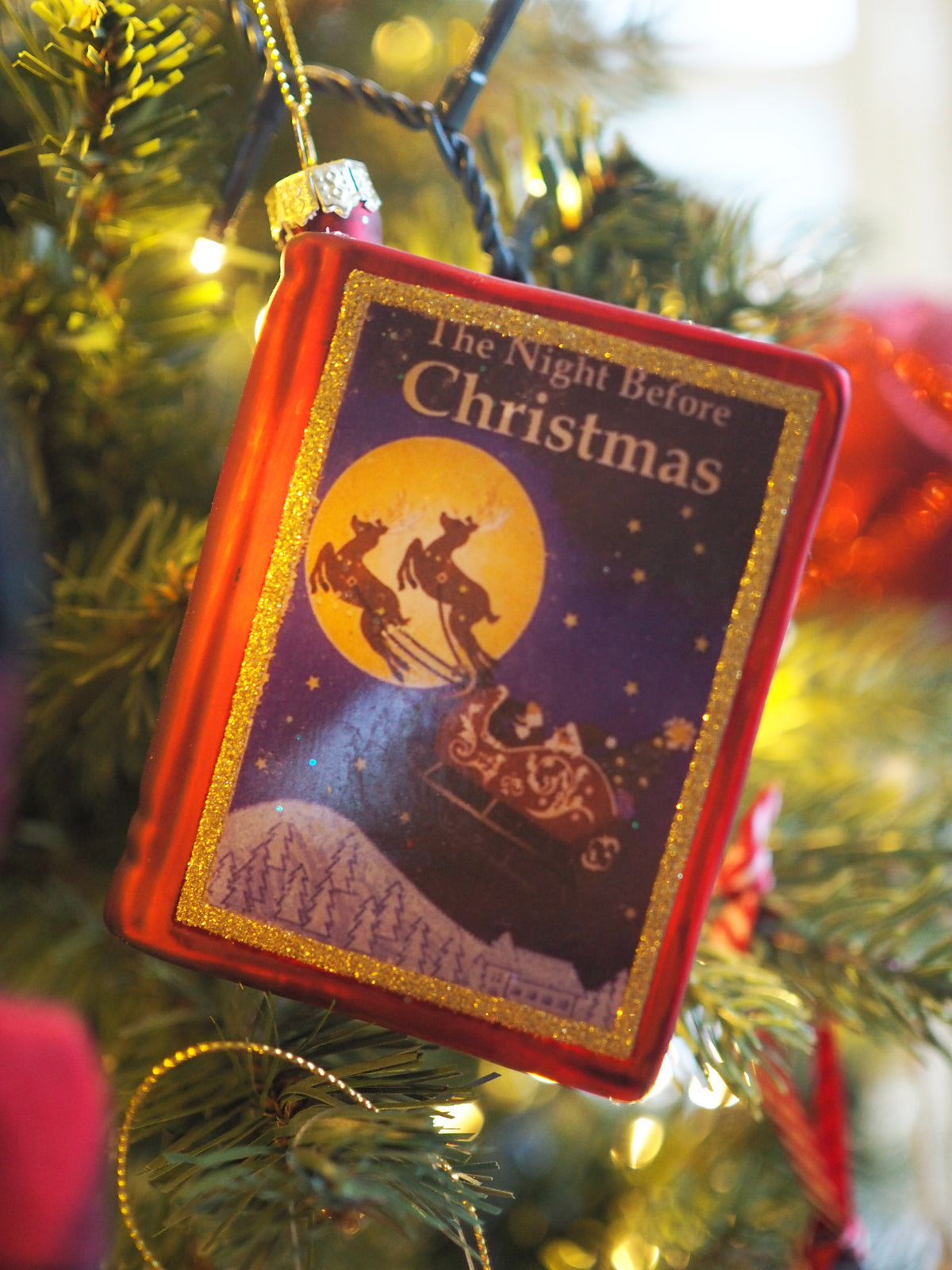 The night before Christmas glass hanging book dec