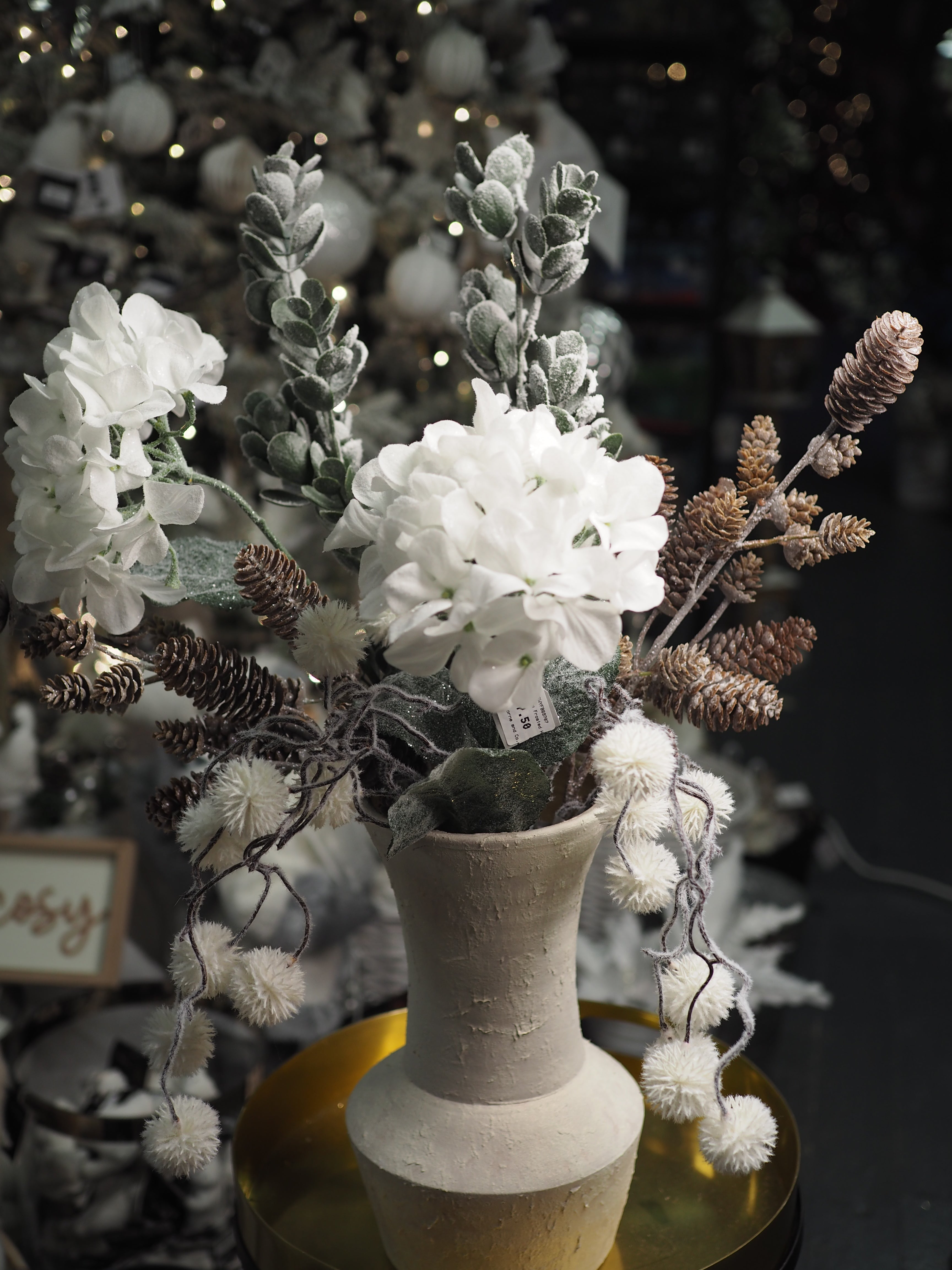 Frosted pinecones floral bouquet