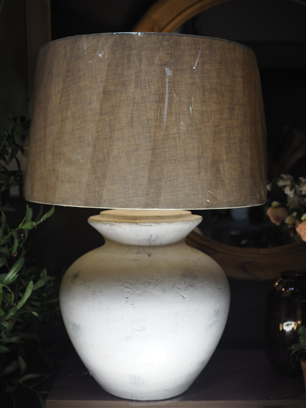 Darcy light grey stone lamp