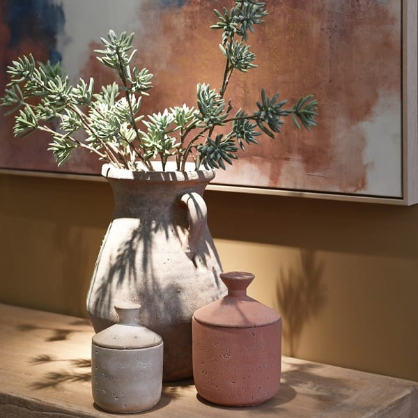Terracotta rustic handled vase