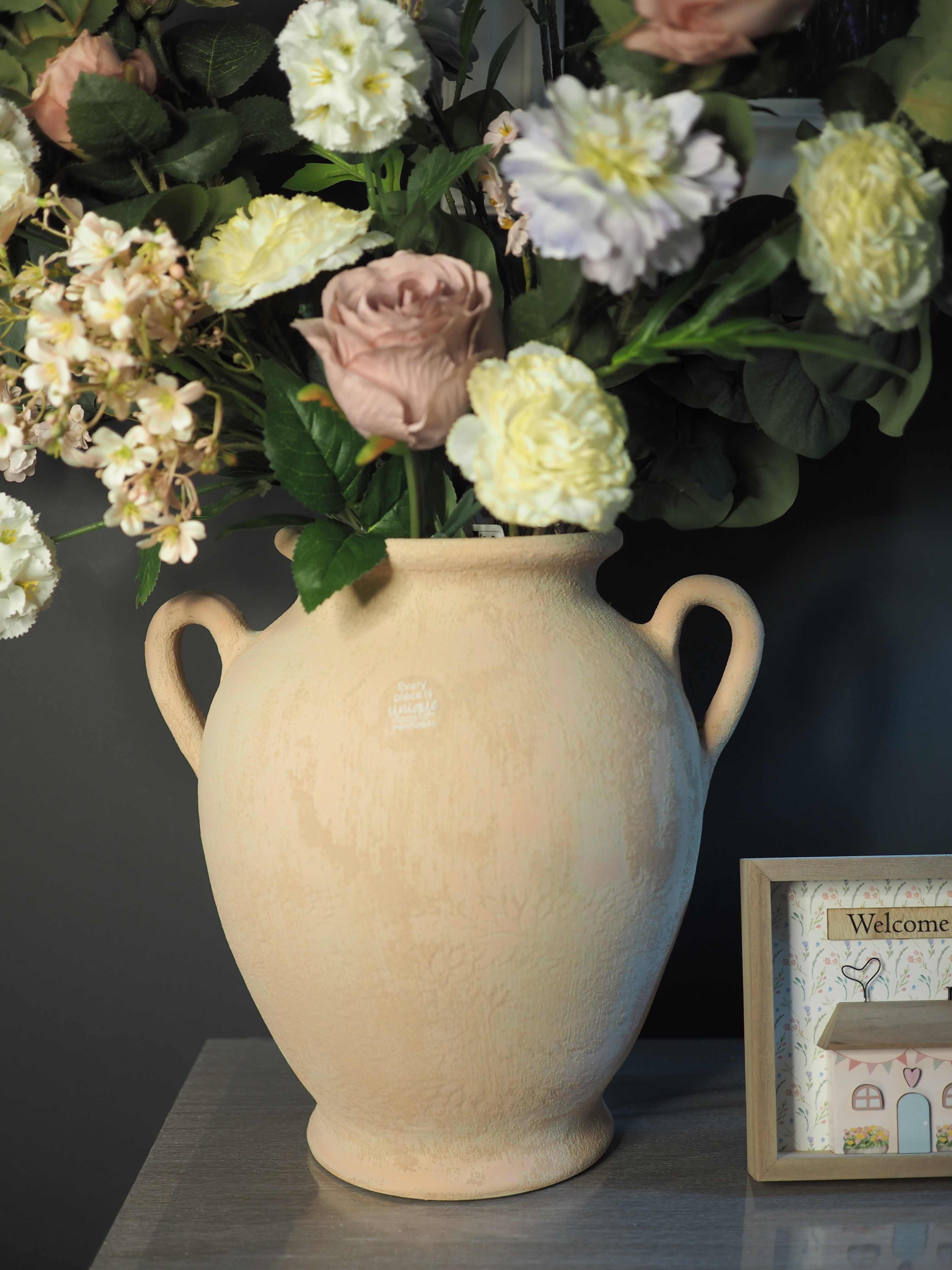 Terracotta rustic handled vase