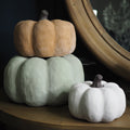 Cotton white small ceramic pumpkin ornament