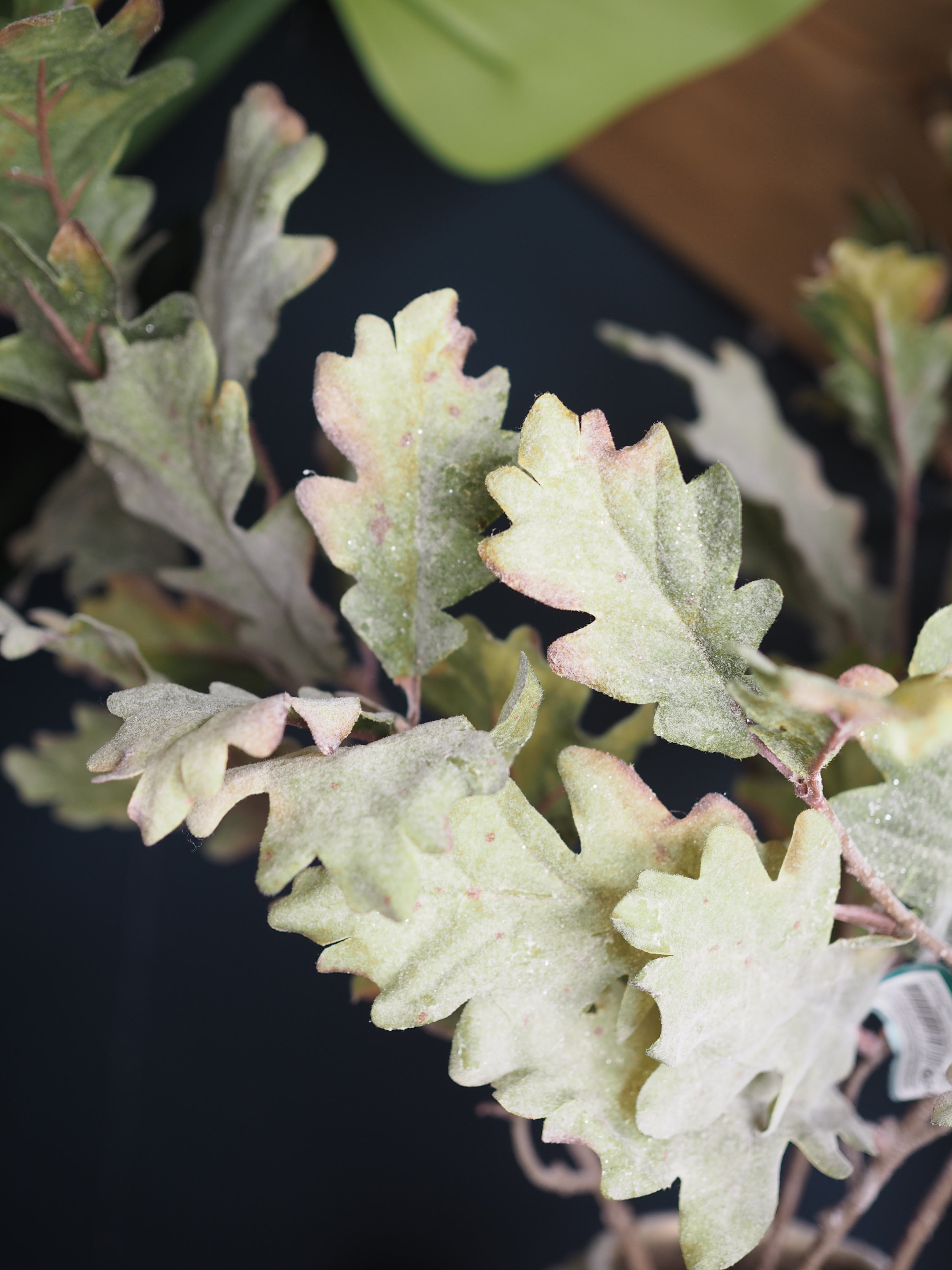 Subtle glitter oak leaf spray (Green tones)