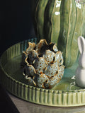 Blue/brown reactive glaze artichoke tealight holder