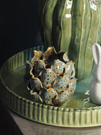 Blue/brown reactive glaze artichoke tealight holder