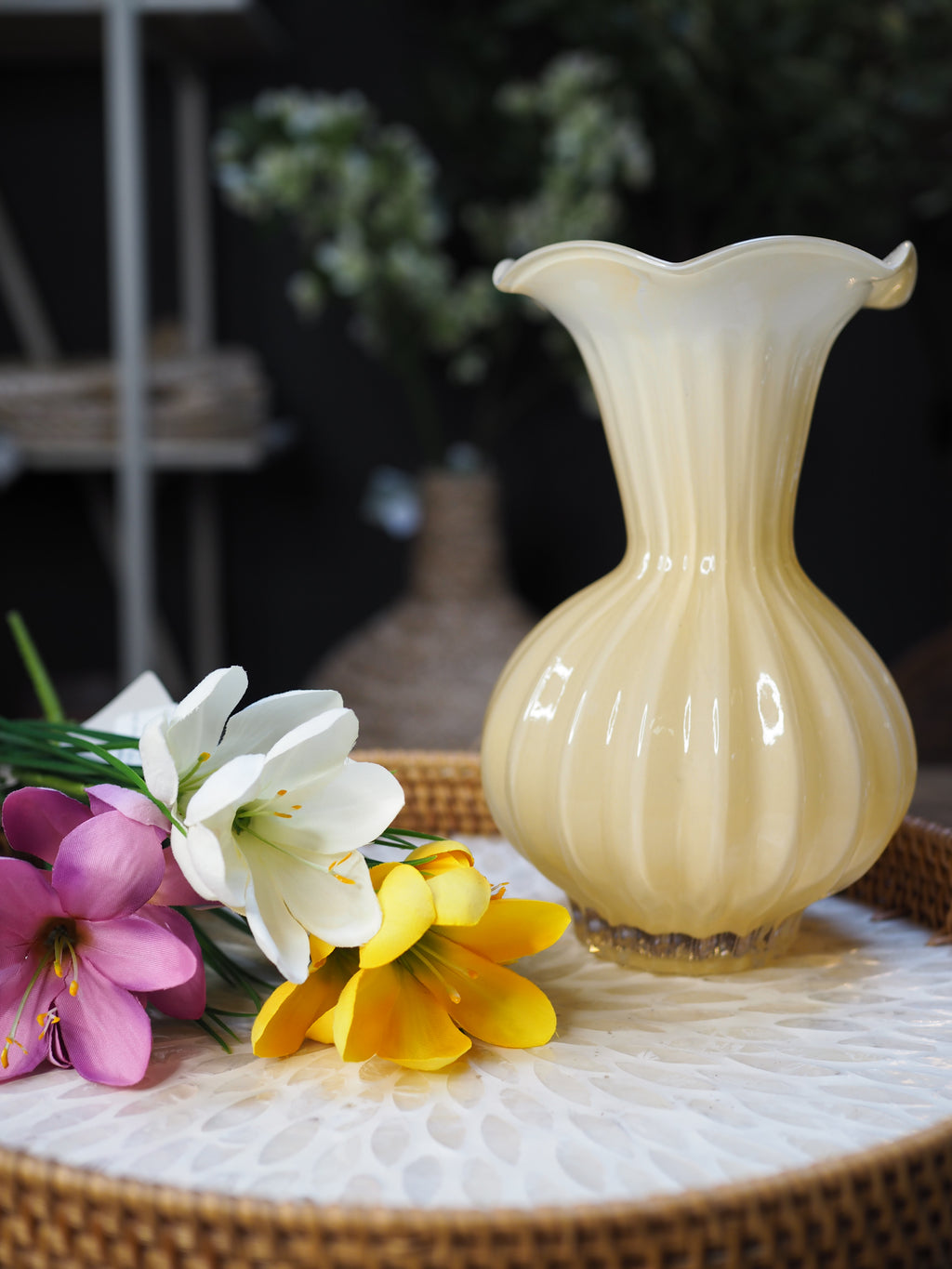 Irregular shaped glass vase