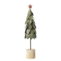 Small metal green holly tree with red star