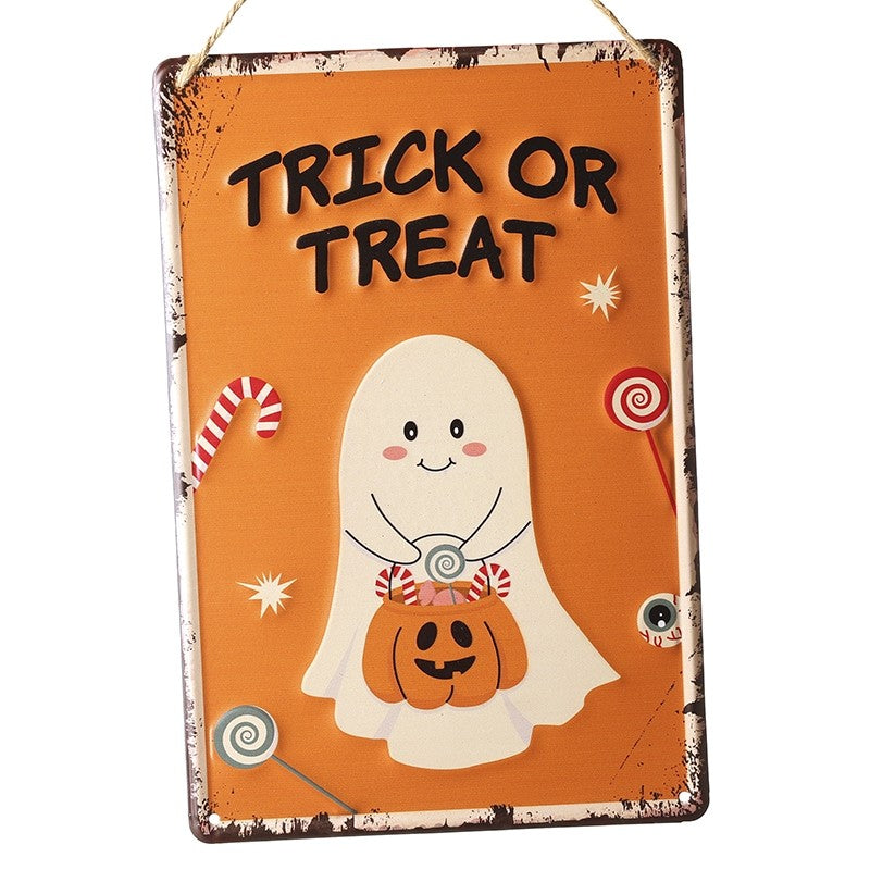 Trick or treat metal sign - hanging decoration