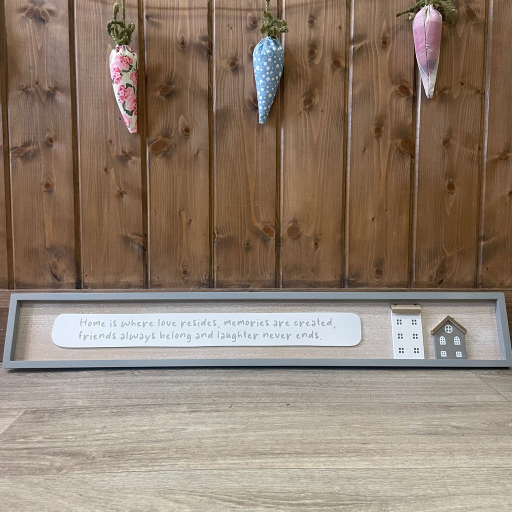 Rectangle grey border wooden sign 'Home is Where Love Resides..'