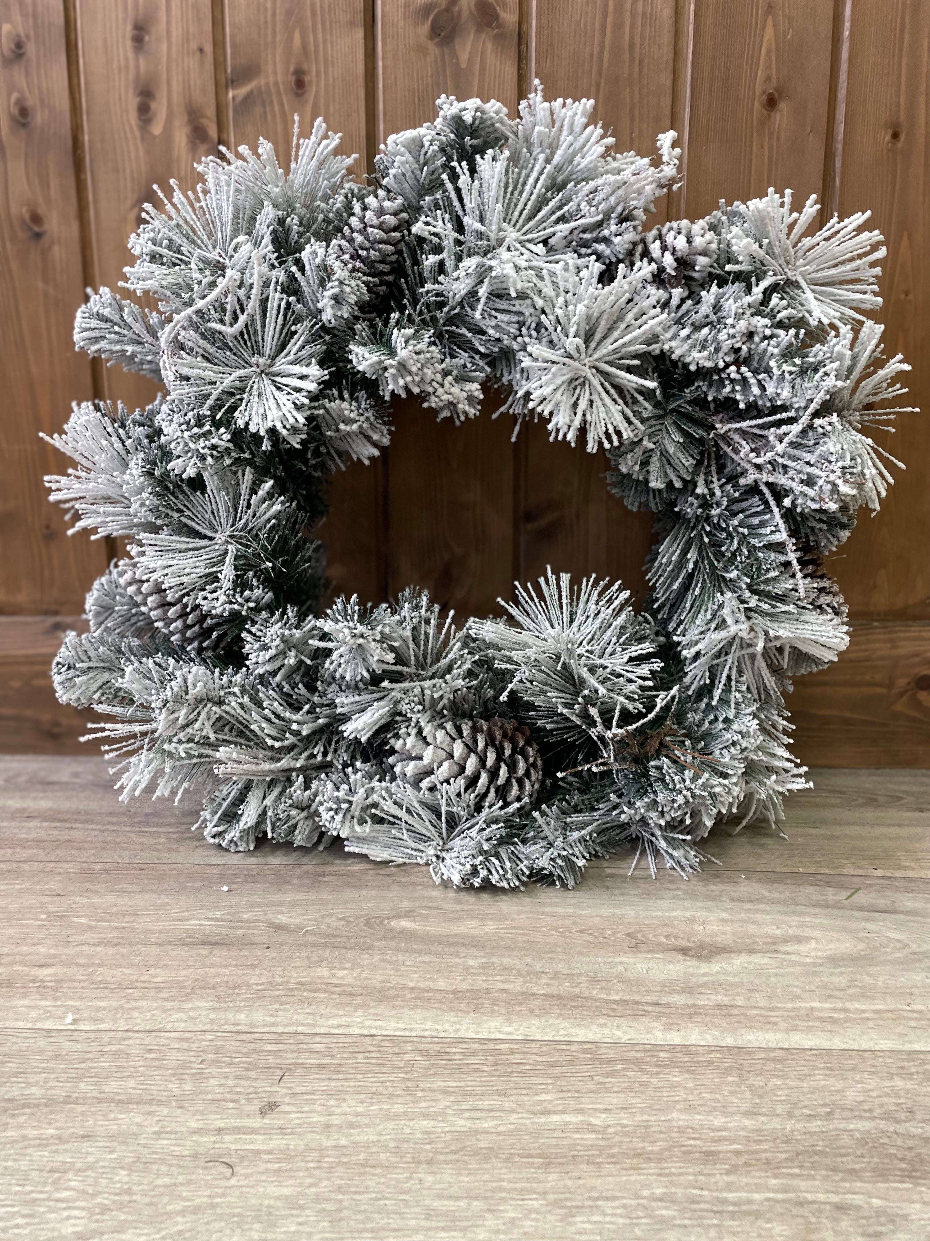 Flocked Pine cone wreath