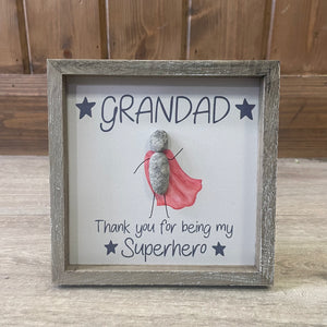 Super hero wood framed plaque with resin cape
