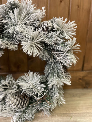 Flocked Pine cone wreath