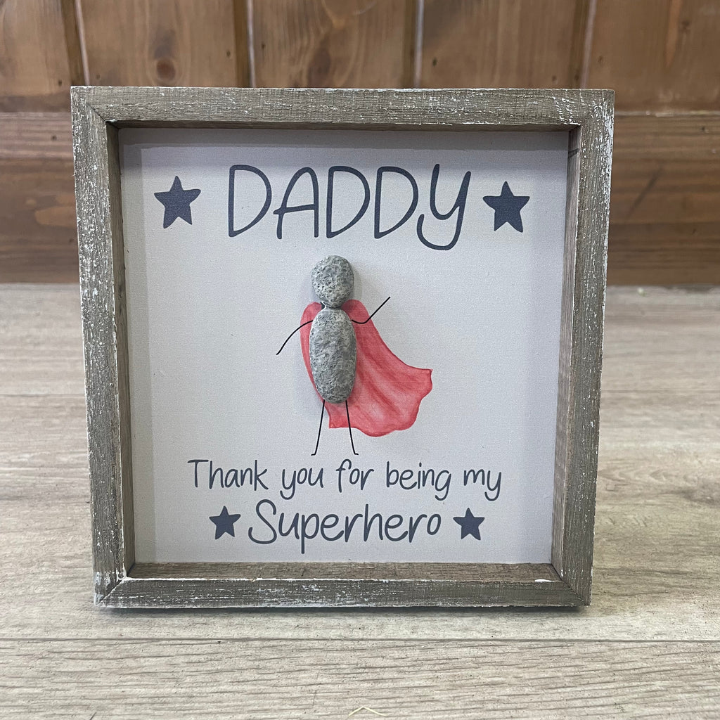 Super hero wood framed plaque with resin cape