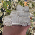 Glazed Ceramic Car Carrying Eggs Ornament with Textured Detail