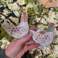 Chicken metal ditsy floral hanging dec