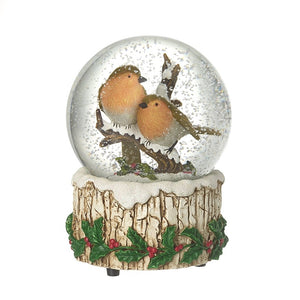 Musical robins snow globe