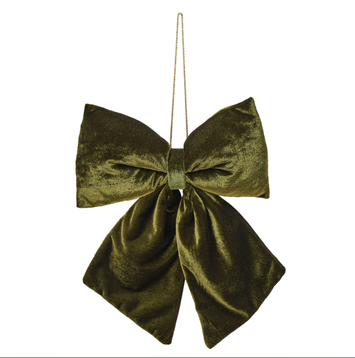 Green velvet bow hanging decoration