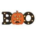 Wooden boo and pumpkin LED sign
