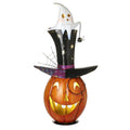 Pumpkin with ghost in a top hat figure