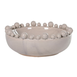 Grey crackled glaze bowl with bobble detail