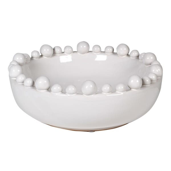 White crackled glaze bowl with bobble detail