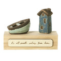'It's all smooth sailing from here' wooden block with boat and house