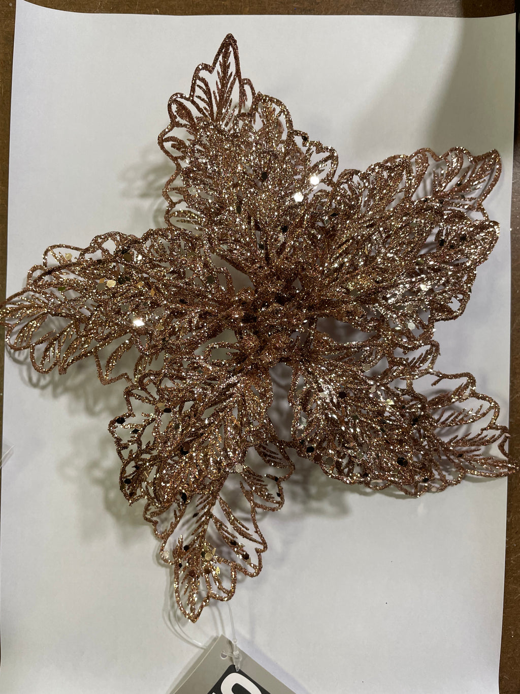 9" rose gold poinsettia clip