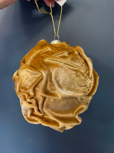 Champagne gold crushed velvet bauble