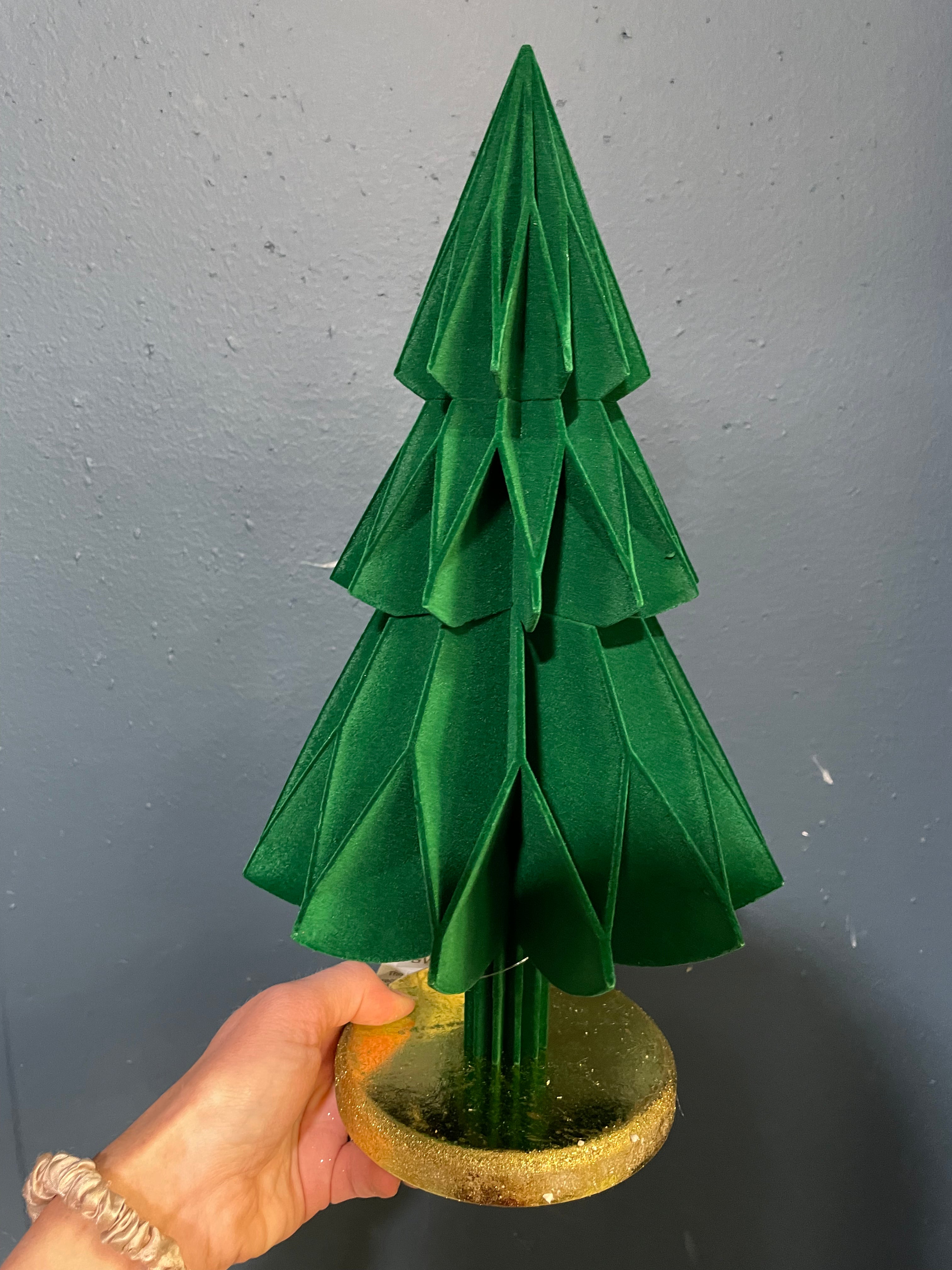 Rich green flock tree ornament