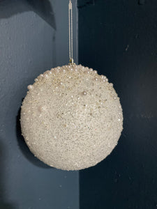 Winter white glitter and sequin bauble