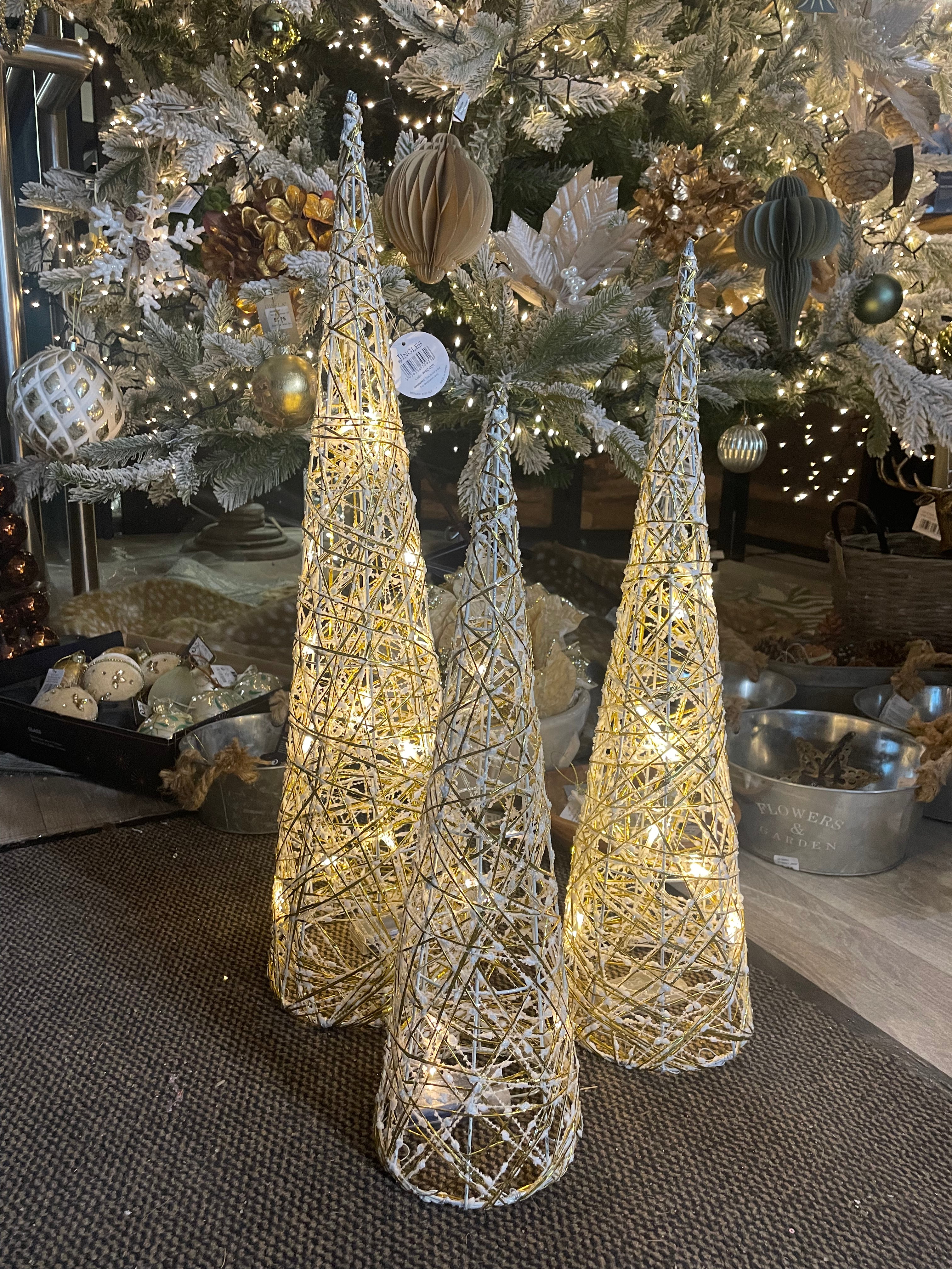 Light up conical trees