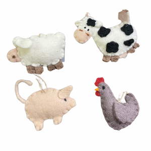 Felt hen / pig / cow / sheep hanging dec (4 Styles)