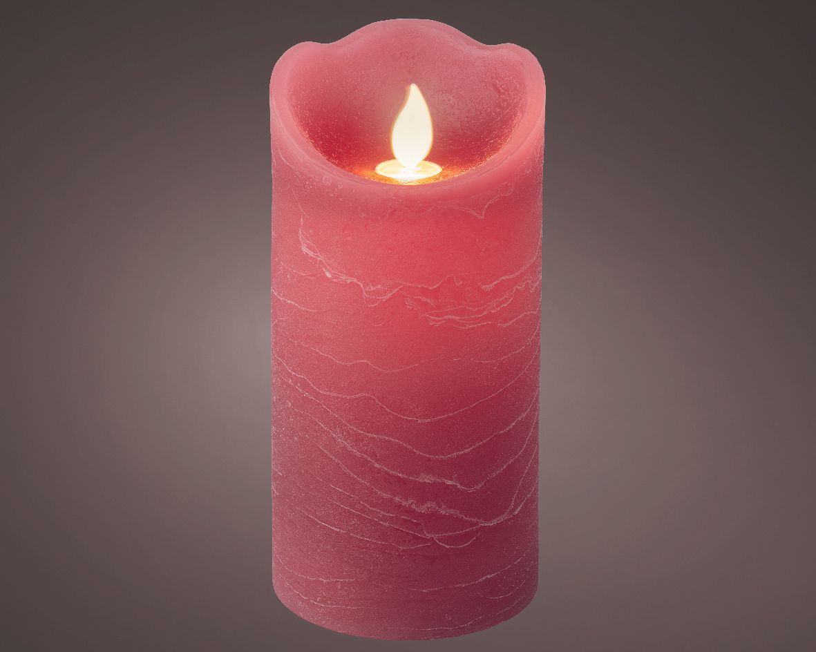 LED waving flame candle in dusky pink (15cmH)