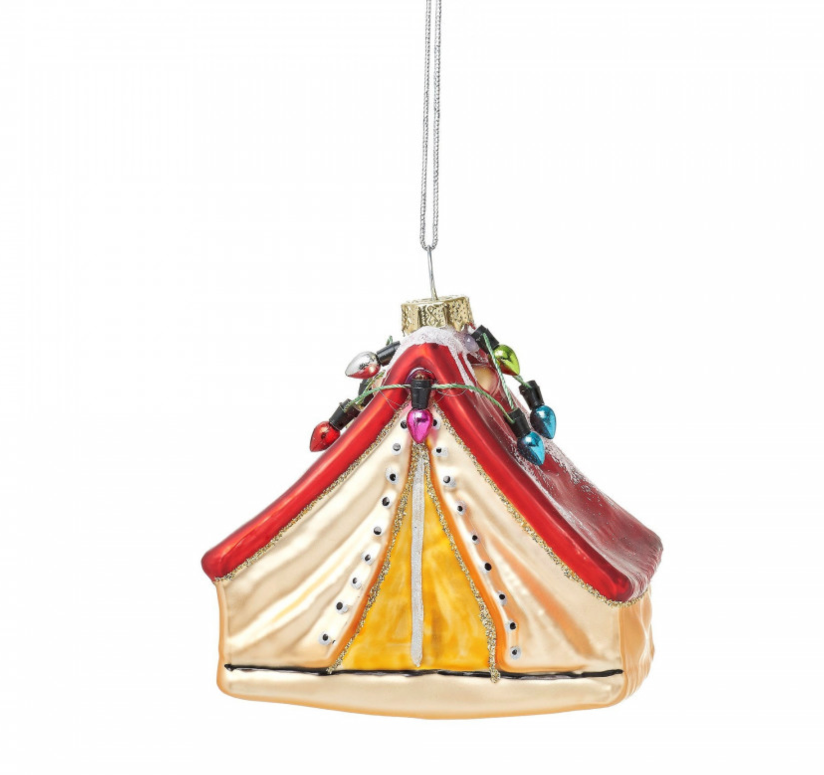 Festive tent bauble with Christmas lights