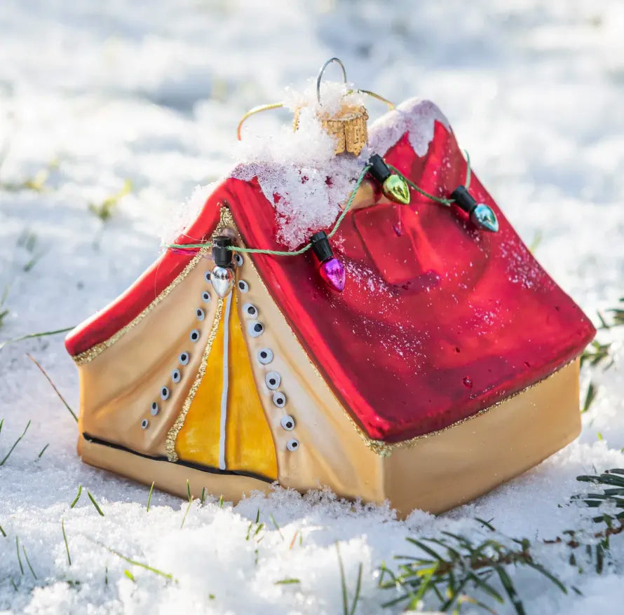 Festive tent bauble with Christmas lights