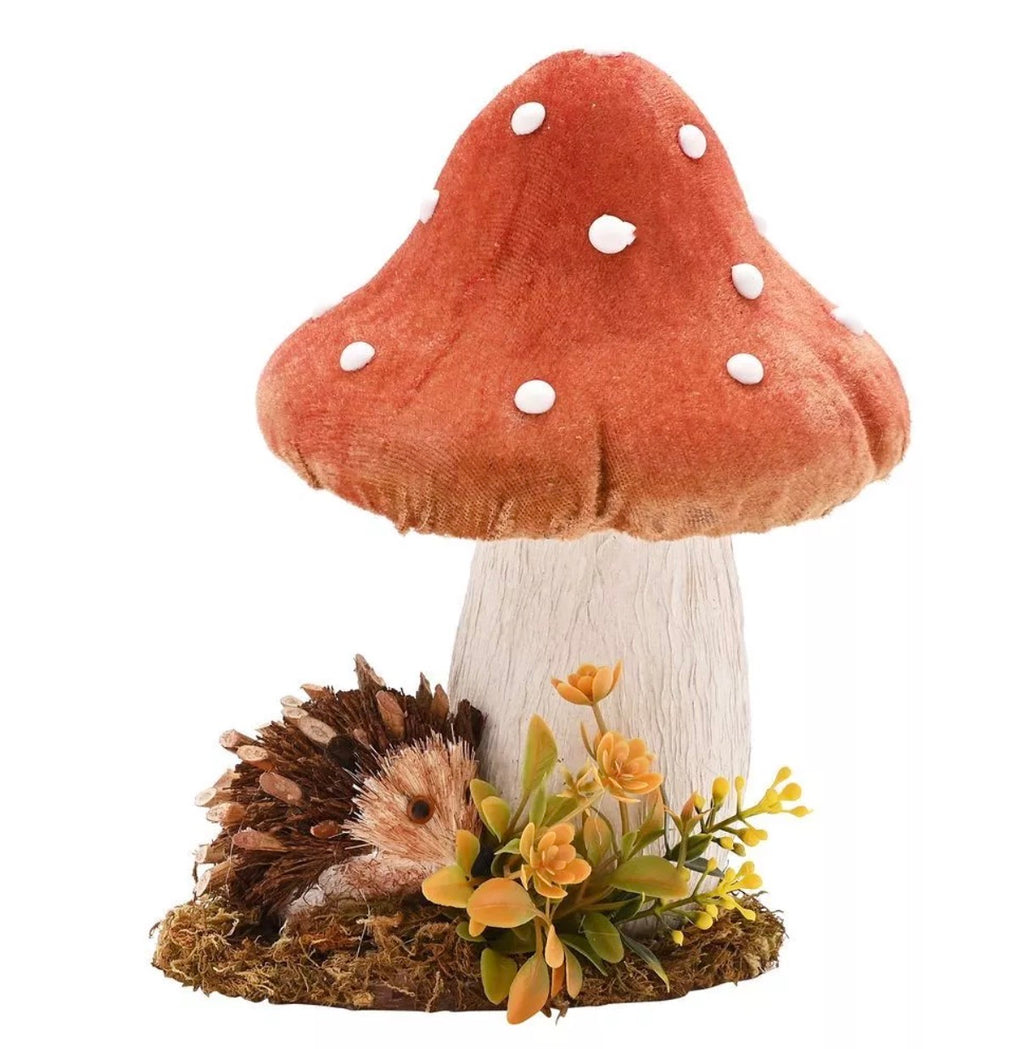 Hedgehog ornament with mushroom