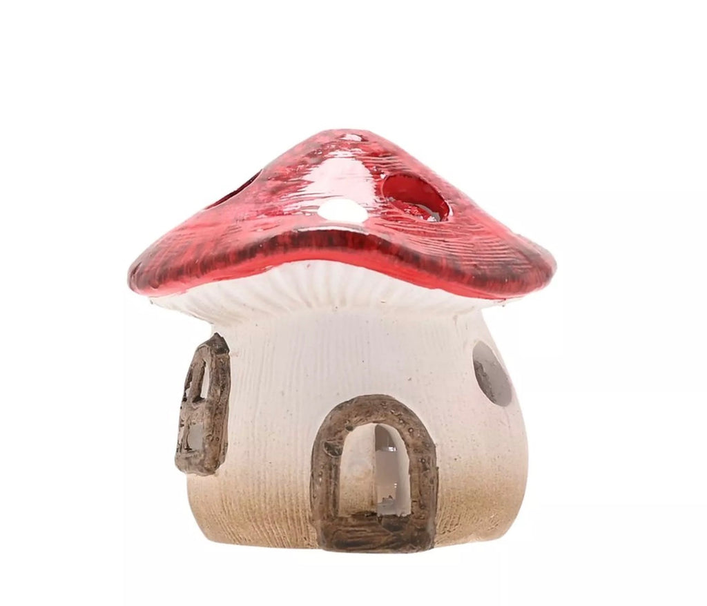 Toadstool cottage with LED light (7.5cmH)