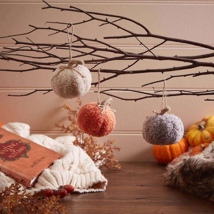 Hanging terry fabric pumpkins